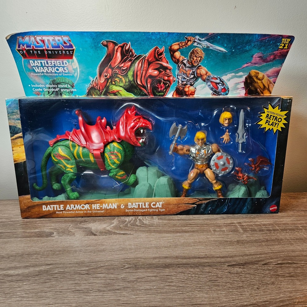 Mattel Masters of the Universe Origins Battlefield Warriors He-Man Battle Cat